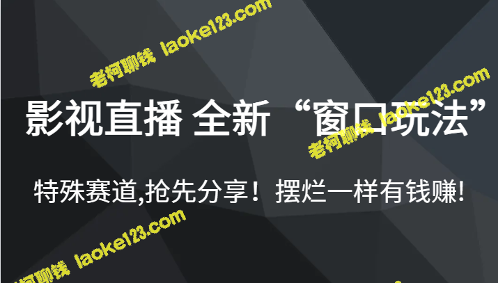 窗口玩法：独家直播，特殊赛道，赚钱机会！-老柯聊钱