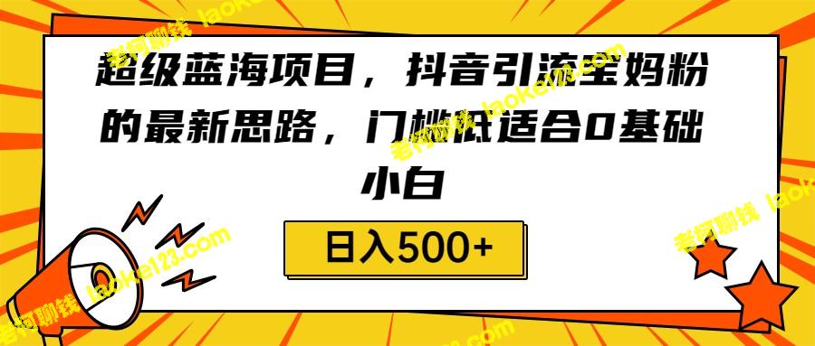 零基础小白也能轻松每天赚500+，最新超级蓝海项目-老柯聊钱