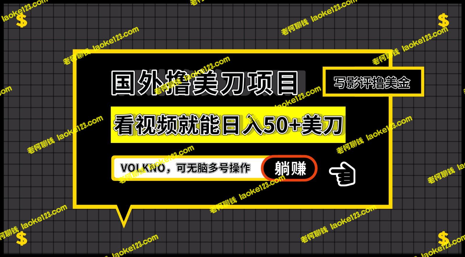 VOLKNO项目：国外撸美刀，轻松日入50美金！-老柯聊钱