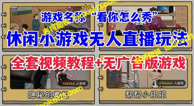 《看你怎么秀》：抖音火热休闲小游戏，全新无人直播【教程+游戏+软件】-老柯聊钱