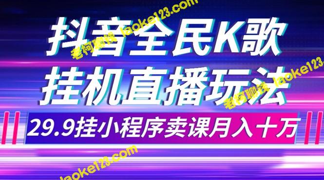 抖音小程序：不露脸玩法，月入10万-老柯聊钱